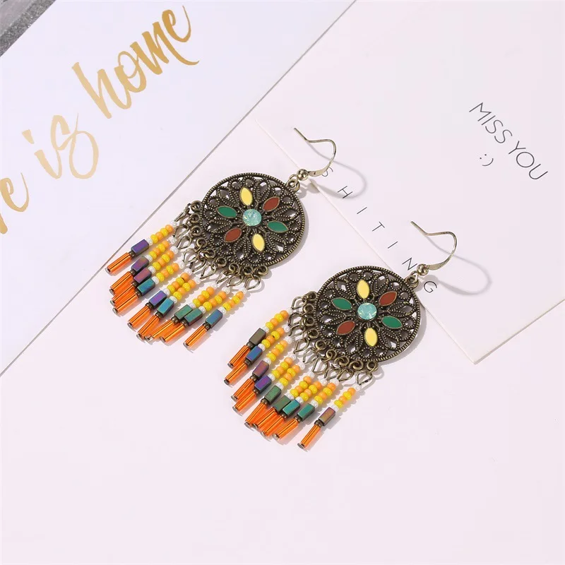 Винтажные богемные серьги для женщин этнические ювелирные изделия длинные с