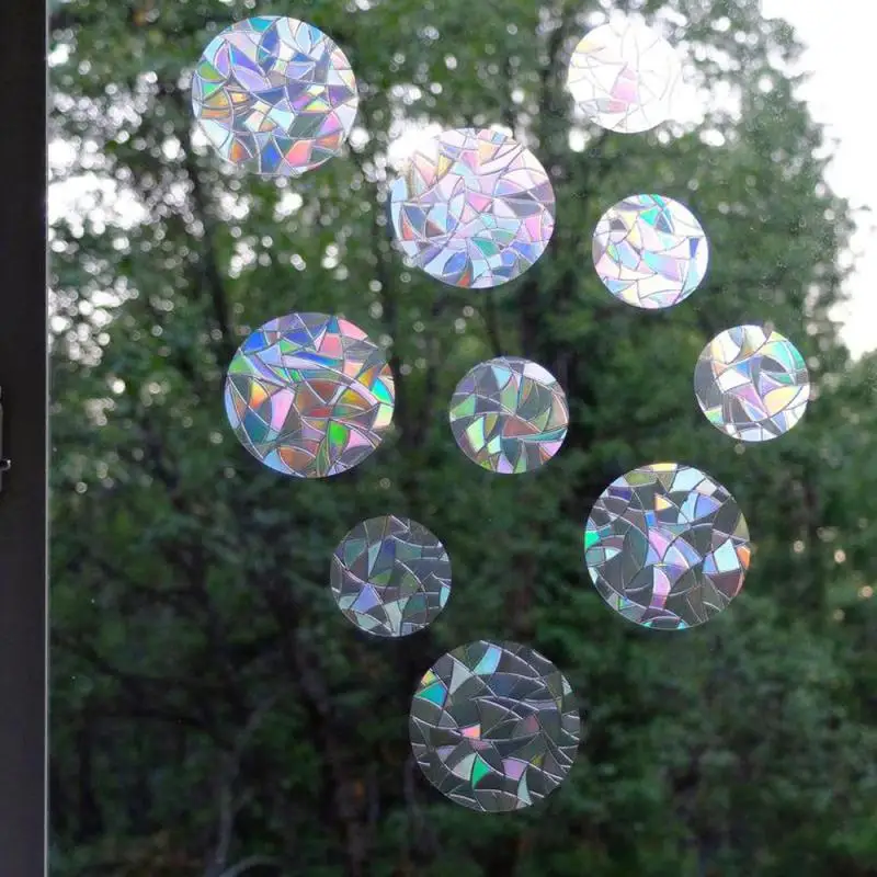 

10 Styles Rainbow Prism Glass Sticker PVC Electrostatic Glue-free Round Star Diamond Cloud Removable Window Grille Film