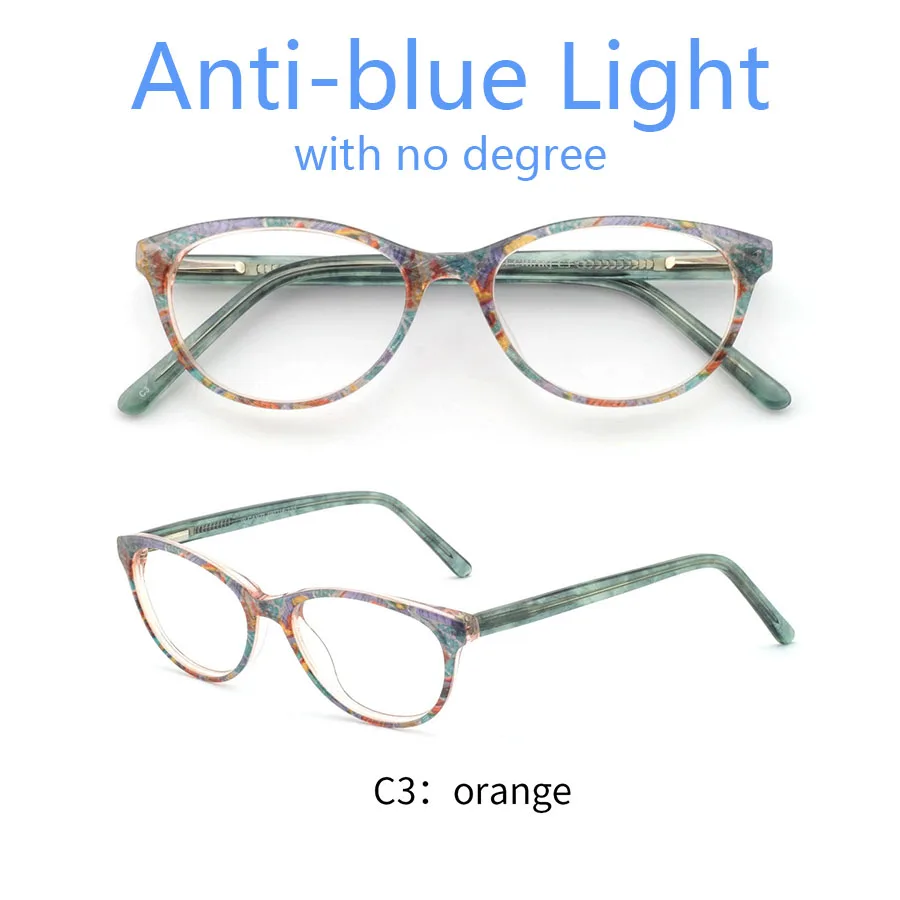 C3A-green orange OCCI CHIARI, прозрачные очки, оправа для девочек, детский, анти-синий светильник, очки, фирменный дизайн, ацетат, компьютерные очки, W-CANZI - Цвет оправы: C3A-green orange