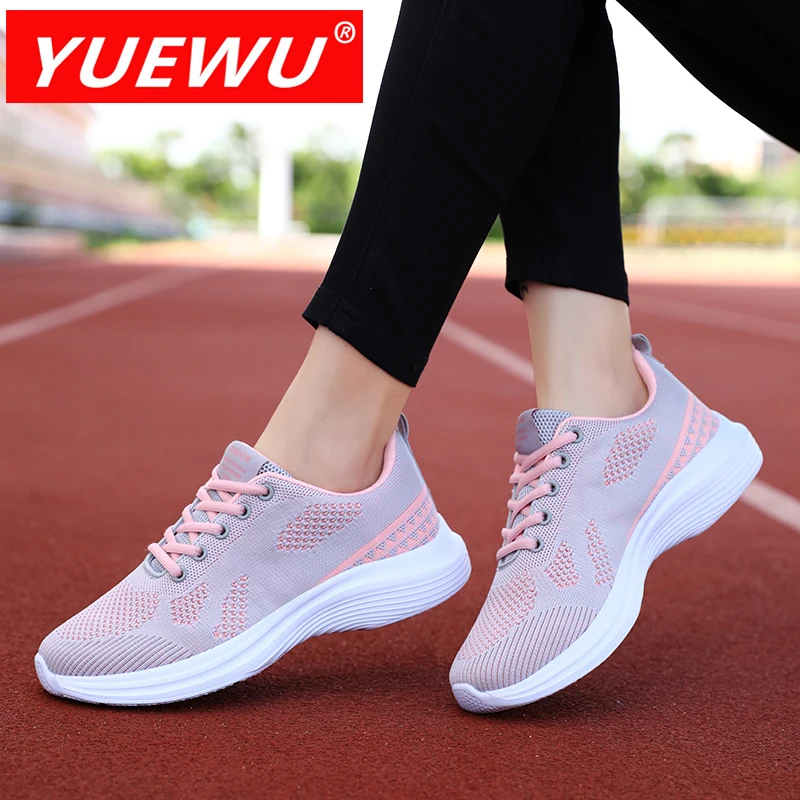 

YUEWU Autumn Women’S Flying Weaving Net Surface Shoes Comfortable And Breathable Trend Sneakers Cushioning Sole