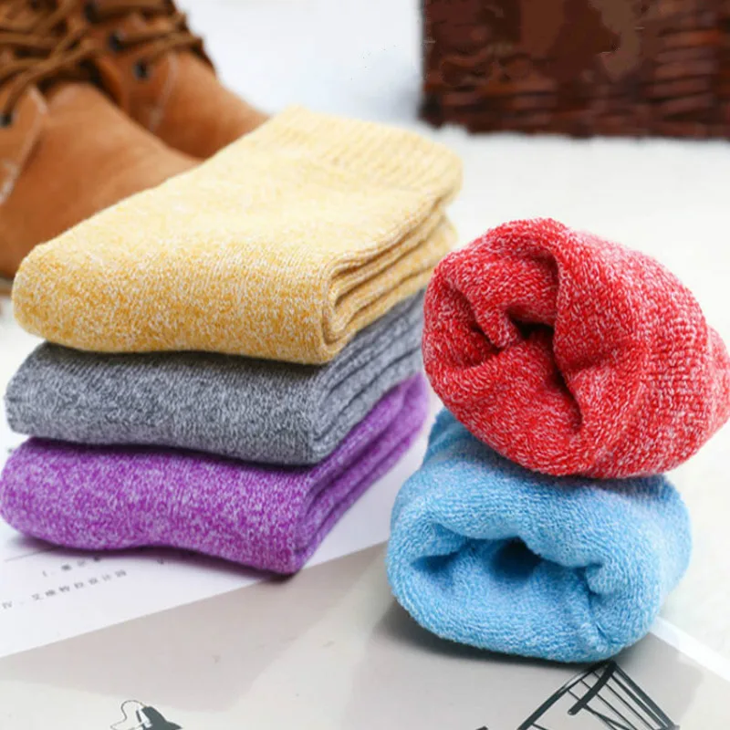 Зимние женские теплые шерстяные кашемировые зимние носки Wamer бесшовные махровые