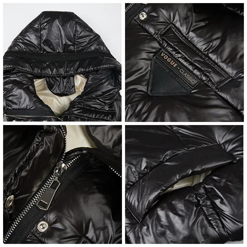 

Autumn Short Hooded Down Cotton Vest Female Large Size Fashion Casual Glossy Waistcoat Sleeveless Black Winter Women Outwear