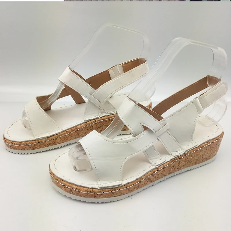 Женские босоножки 2020 Женская однотонная повседневная обувь на застежке липучке