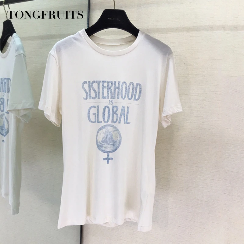 Sisterhood Global Printing Женская футболка из хлопка и льна Повседневная Удобная женская