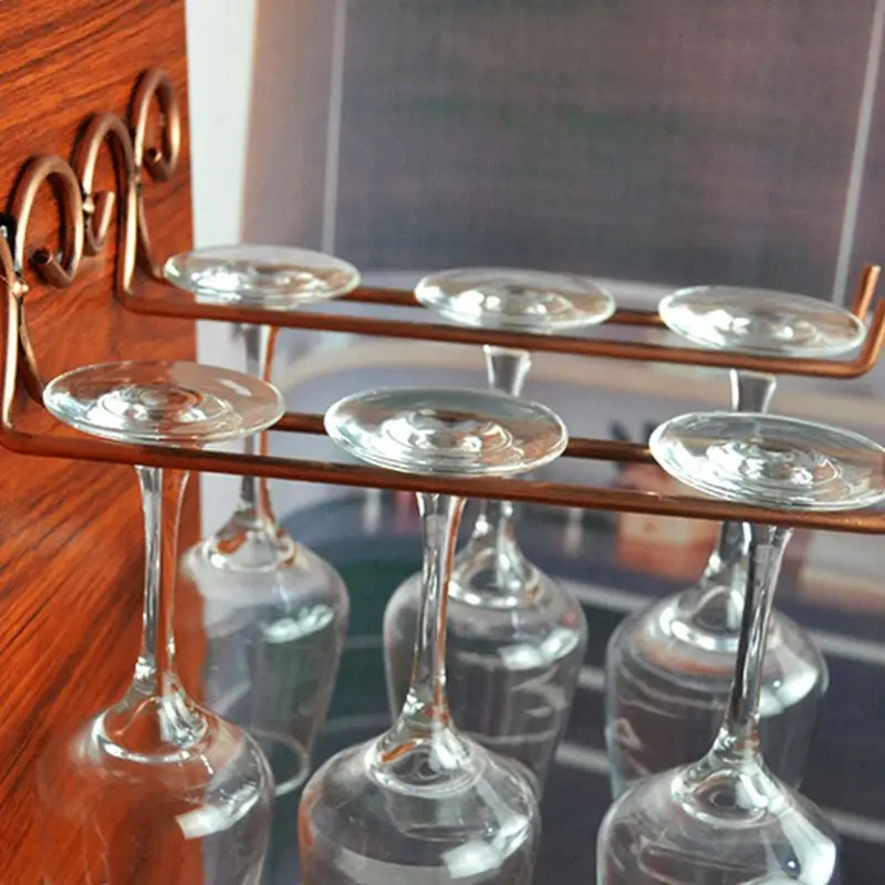 2 ряда винных стеклянных стоек подвесной держатель настенная вешалка для бокалов