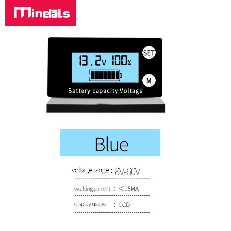 Battery Capacity Indicator DC 8V-60V Lead Acid Lithium LiFePO4 Car Motorcycle Voltmeter Voltage Gauge 12V 24V 48V | Электроника