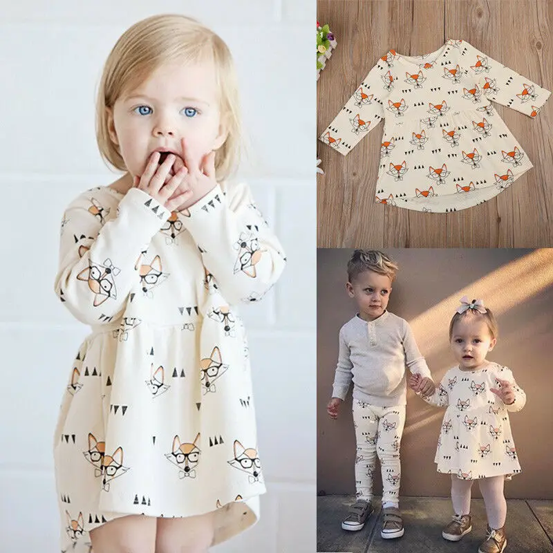 Платье для девочек Pudcoco милое хлопковое платье принцессы с длинными рукавами и