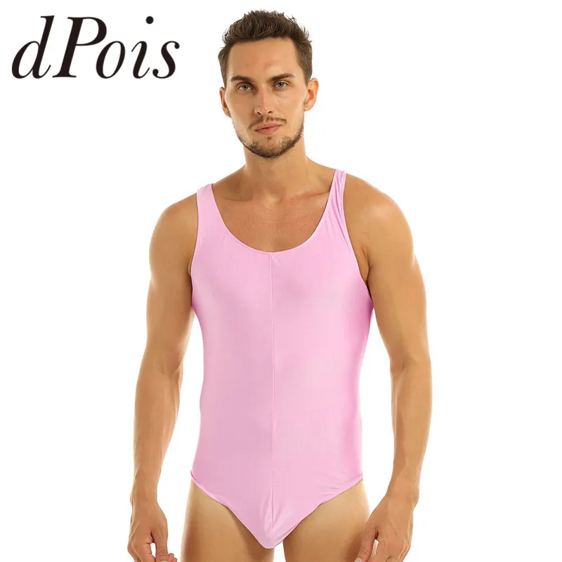 Мужской слитный купальник без рукавов с глубоким вырезом гладкий выпирающий