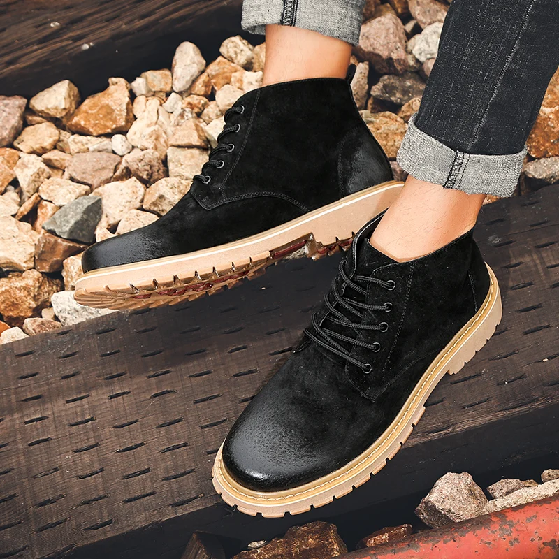 Осенняя мужская обувь Модные мужские ботинки Высококачественная замшевая