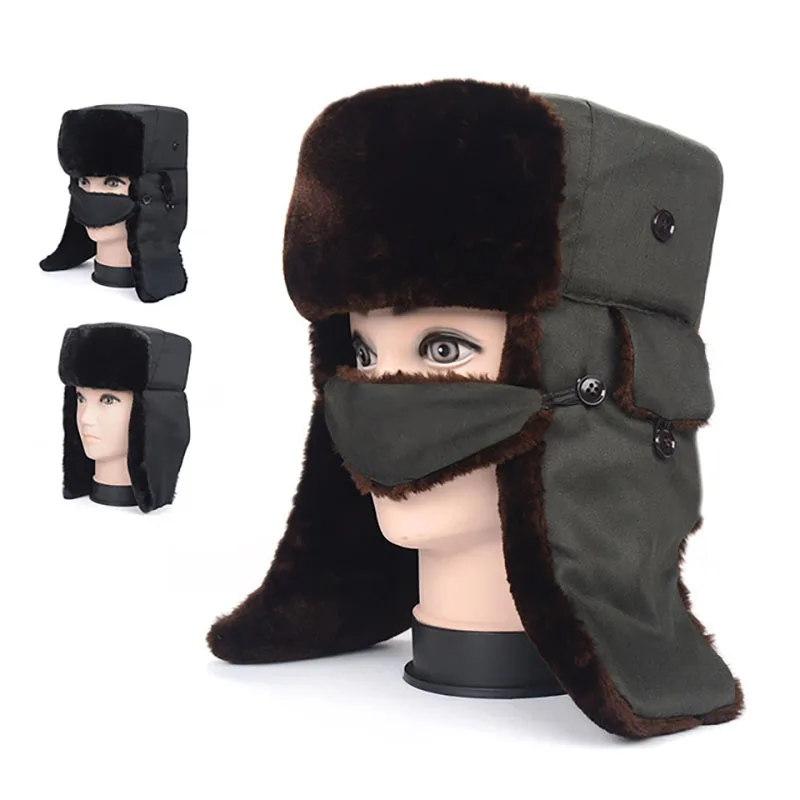 Зимняя Мужская и Женская Толстая шапка ушанка плюс бархатные теплые на открытом