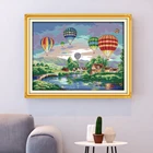 HUACAN Вышивка крестом Красочные наборы шариков 14ct 11ct белый холст крестиком городской Набор Сделай Сам Вышивка рукоделие подарок