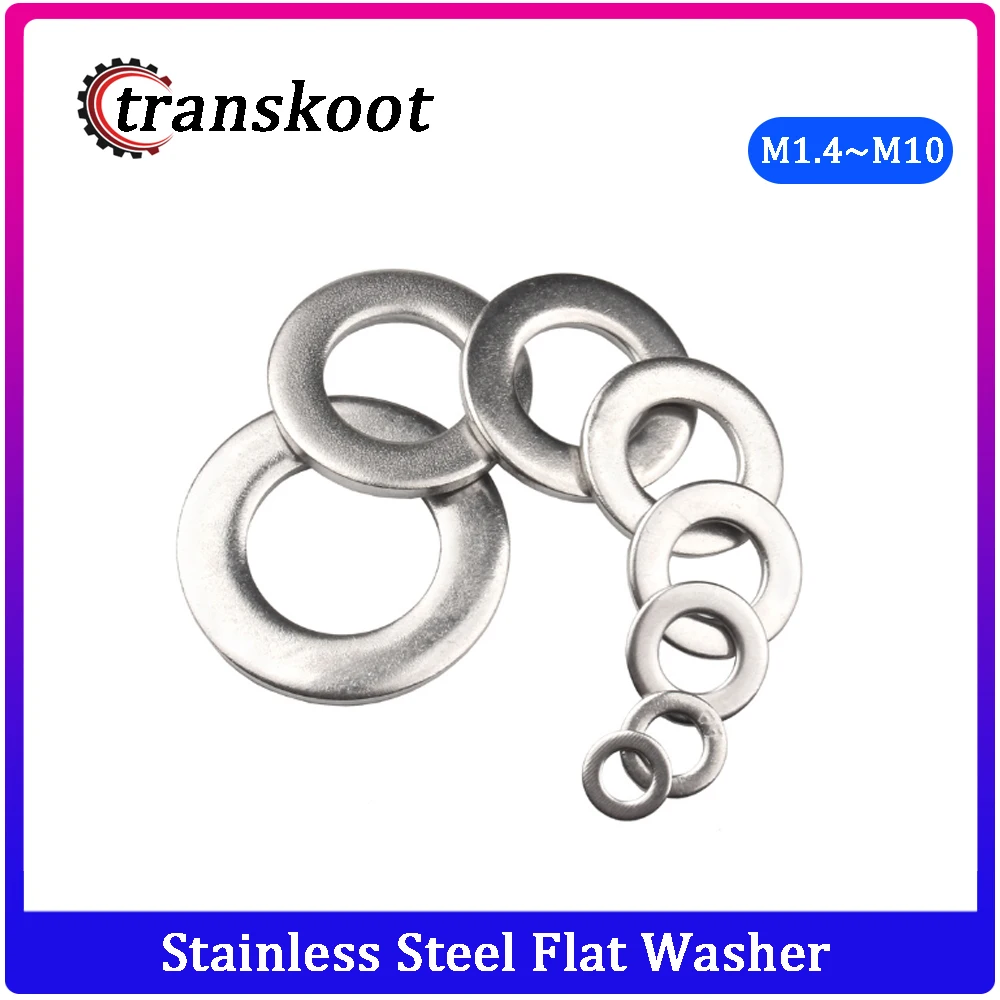 

20pcs 50pcs 100pcs DIN125 ISO7089 M1.4 M1.6 M2 M2.5 M3 M3 M4 M5 M6 M8 M10 Stainless Steel 304 Flat Machine Plain Washer
