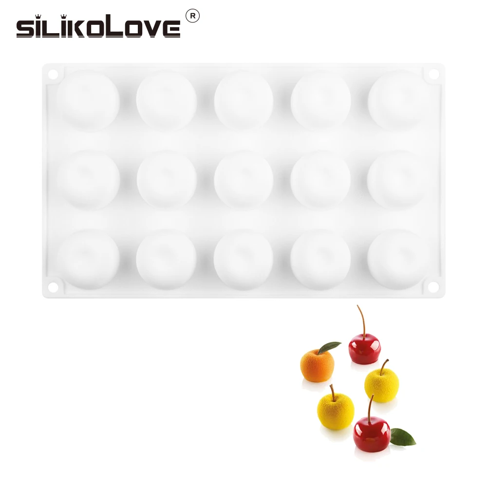 

SILIKOLOVE 4CM APPLE CHERRY Shape Silicone Mold for Cake Decorating Moulds for Baking Desserts Mousse
