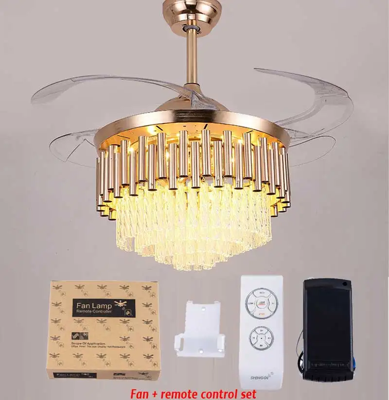 ceilng fan with RC Современные потолочные вентиляторы с подсветкой Хрустальный вентилятор лампы спальня Домашний Вентилятор 220 В 110 В пульт дистанционного управления ventilador de teto гостиная столовая - Цвет лезвия: ceilng fan with RC