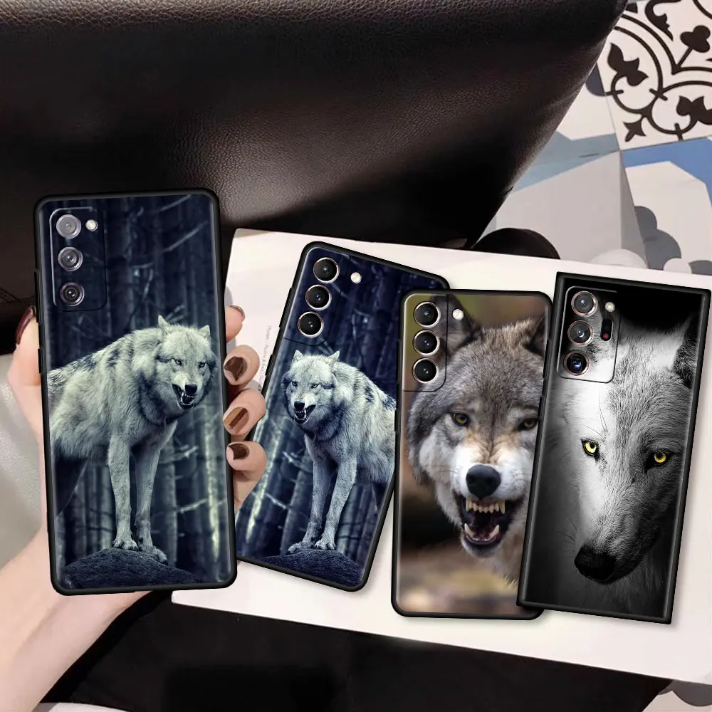 

Silicone Capas For Samsung S20 FE S21 Ultra Phone Case for Galaxy S10 S10e S9 S8 Plus S7 Edge Soft Cove Angry Animal Wolf