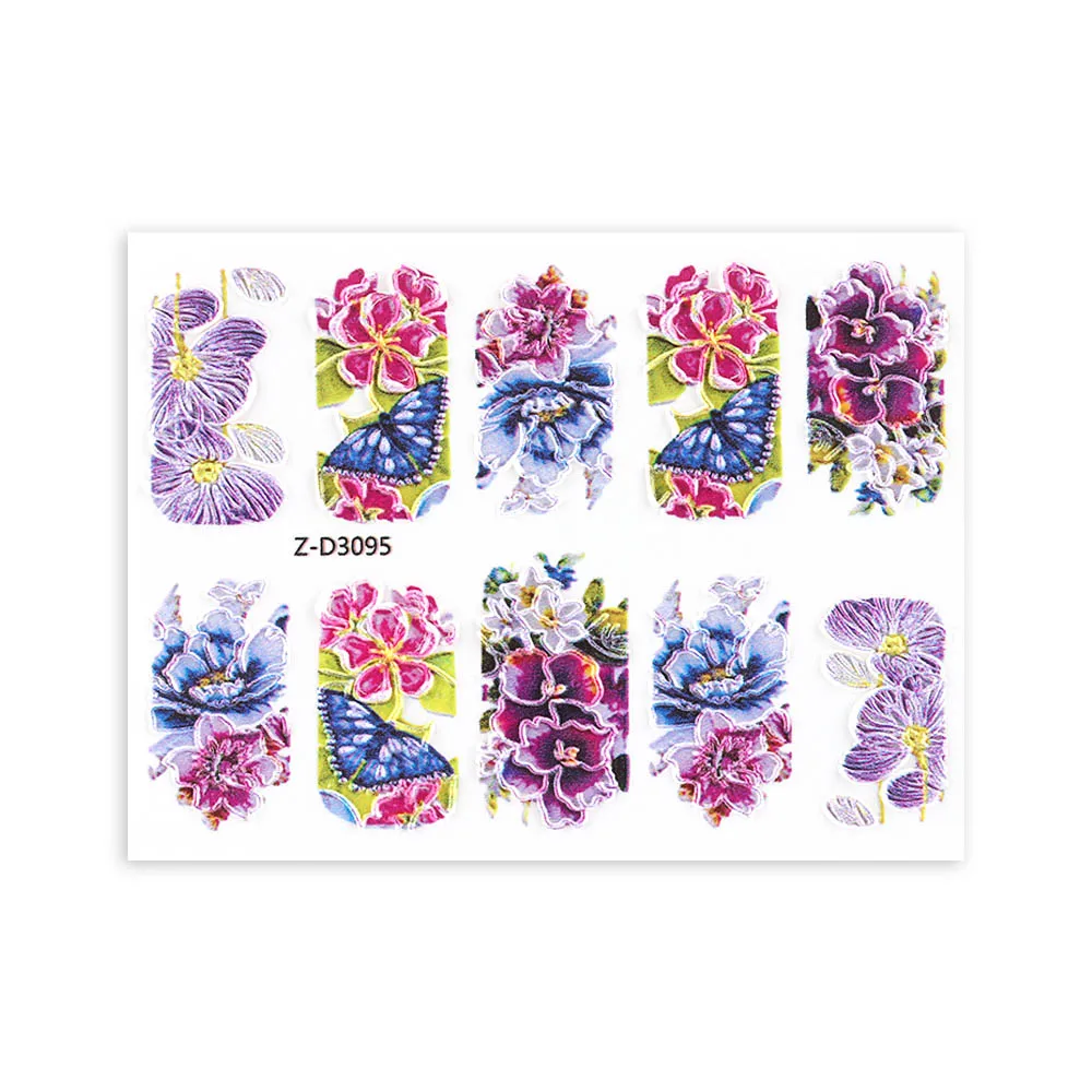 3D Acrylic Engraved Nail Sticker Beautiful Dancing Gril Snow Shape Water Decals Empaistic Nail Water Slide Decals DIY Nail Art - Color: 18