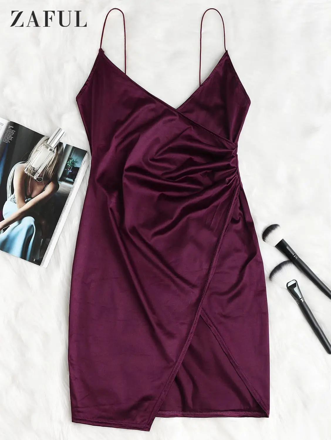 Платье комбинация с драпировкой ZAFUL вечерние платья|Женские платья| |