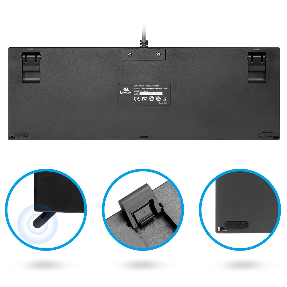 Redragon K552 алюминиевая USB Механическая игровая клавиатура синий переключатель DIY эргономичная Rgb Led подсветка клавиш 87 клавиш компьютер PC Gamer