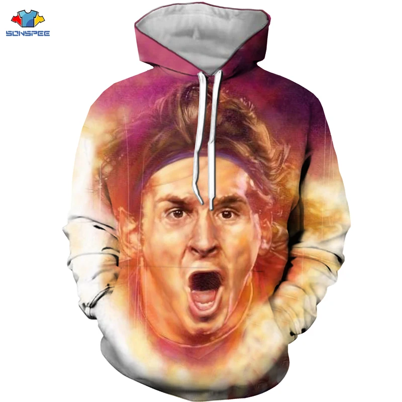 SONSPEE/Новинка Мужская толстовка с капюшоном Летняя мода Footbal Lionel Messi Толстовка