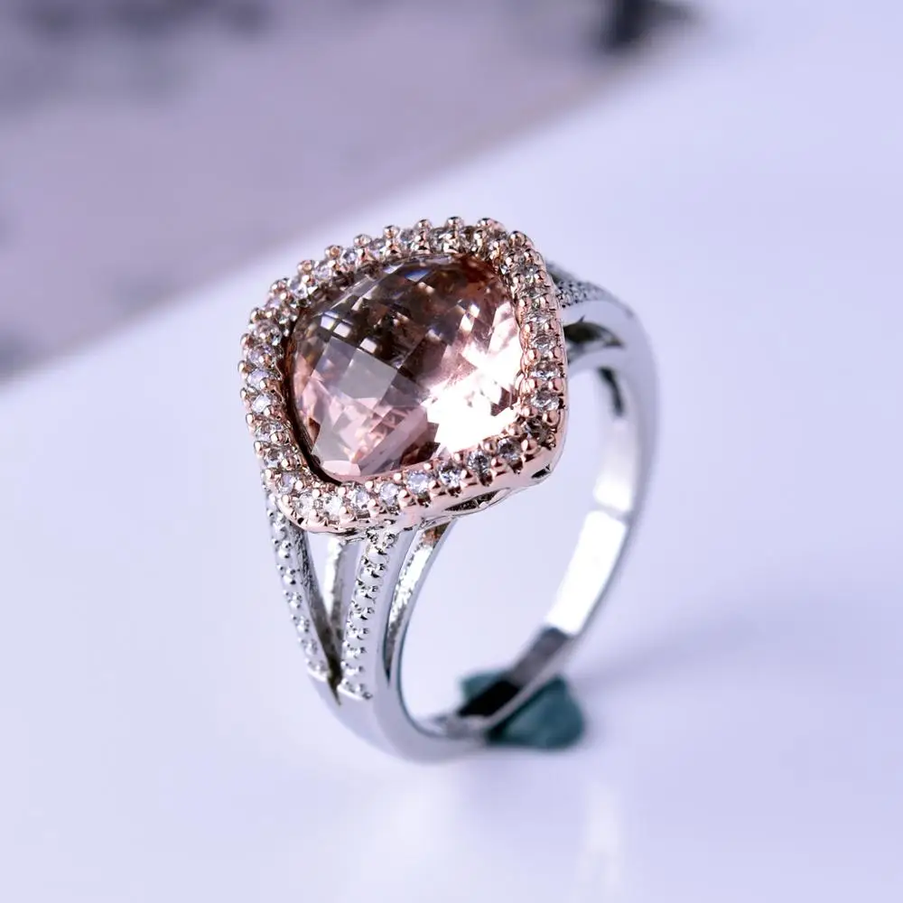 

Hot Sale Orange Cut Zircon Ring for Women Luxury Charms Fashion Geometric Square Stone Ring Party Jewelry Wedding ring