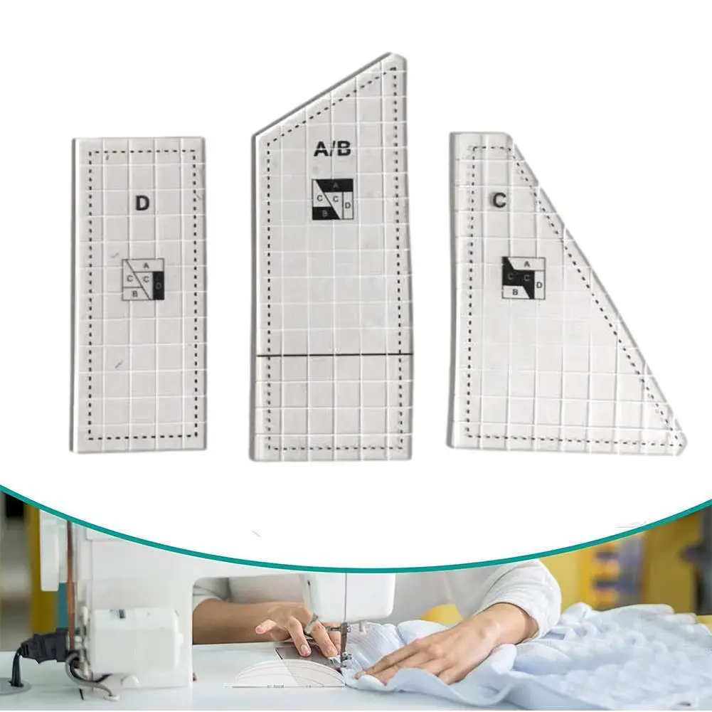 

3Pcs Patchwork Ruler Sewing Measurement Tailor Tailor Drawing Template Durable Plastic Measure Clearly DIY Craft Tool Set Tailor