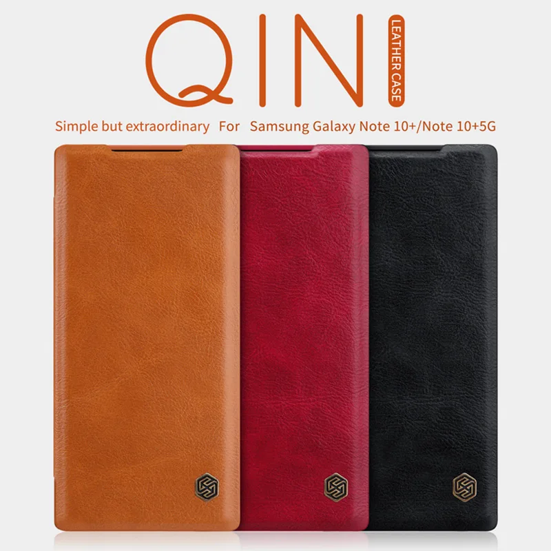 Роскошный Ультратонкий кожаный чехол книжка Nillkin Qin для Samsung Galaxy Note 10 9 20 S10 S20 Plus Note20