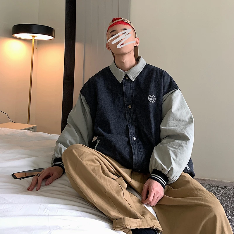 Новинка Зима 2019 молодежная популярная джинсовая рубашка с хлопковой подкладкой