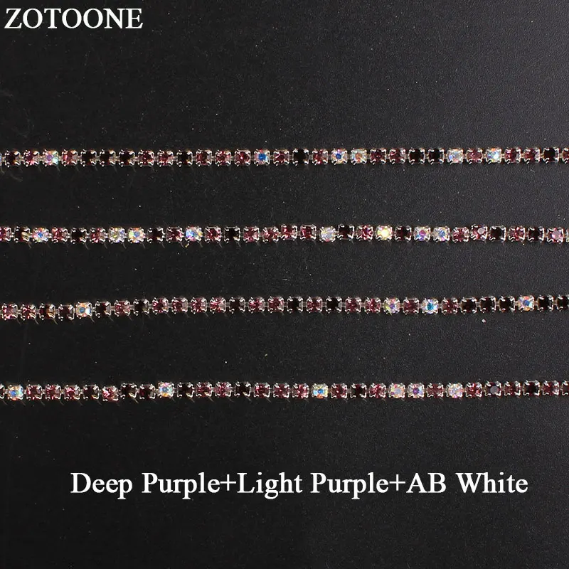 ZOTOONE SS10 1 ярд смешанные фиолетовые стразы s для одежды камни AB кристаллы чашки цепь