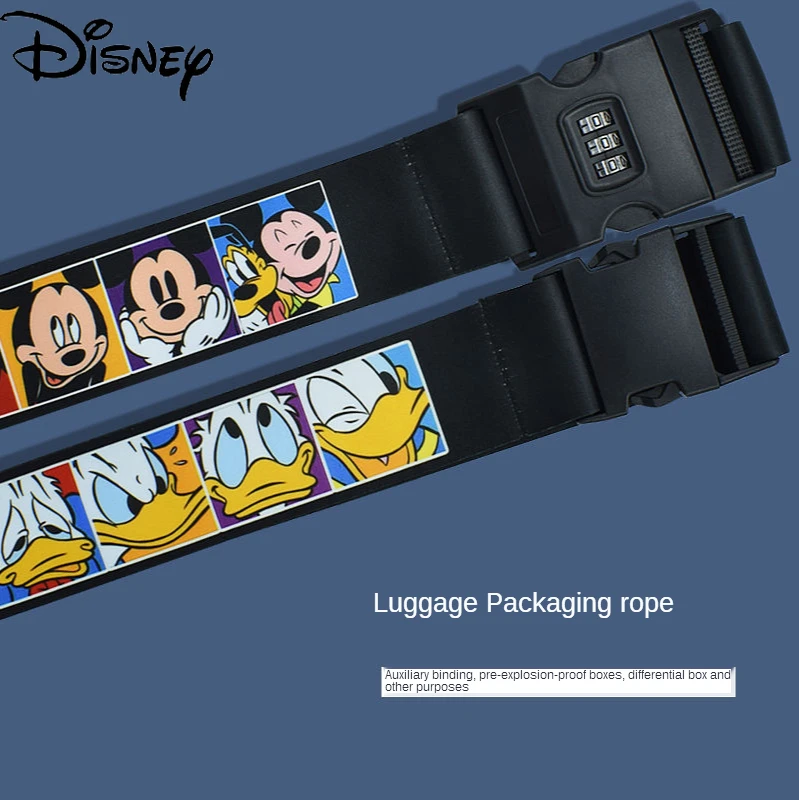 

Disney Fashion Cute Cartoon Mickey Mouse Minnie Suitcase Bundle Rope Password Lock Packing Belt A Cross and Bundle Rope