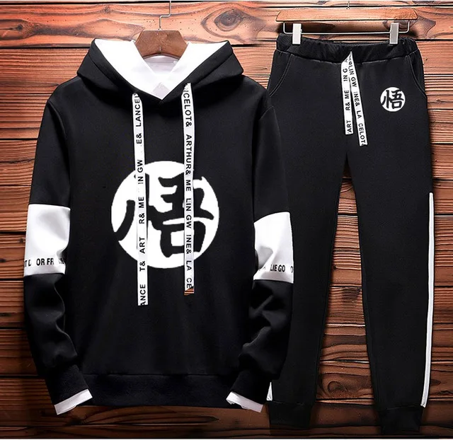 Толстовка мужская с капюшоном и брюками повседневный свитшот рисунком аниме Dragon