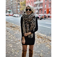 winter scarf for women 2022 european fashion leopard print scarf 20065cm warm cashmere thicken long shawls and scarves poncho