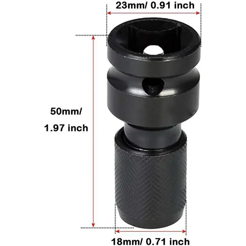 

Hex Shank Socket Converter 1/2'' Square To 1/4'' Hex Shank Socket Adapter Quicker Release Converter for Impact Wrench