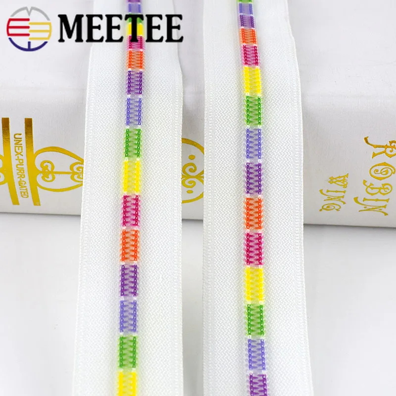 Meetee 2 м 5 # белые цветные зубья катушки нейлон застежки-молнии для шитья Сумки