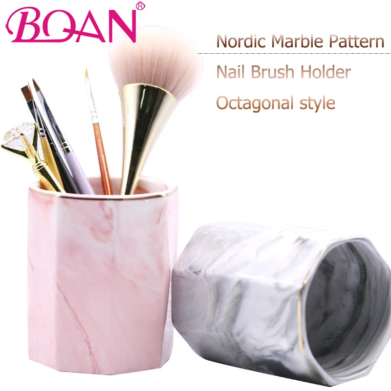 BQAN Nordic Marble Pattern Pen Holder Cosmetic Brush Storage Box Nail Ceramic Jar Home Table Decoration Container - Ёмкость для хранения ручек, косметических кистей, пенала, ёмкость для хранения ногтевой керамики, декоративная коробка для дома на стол.
