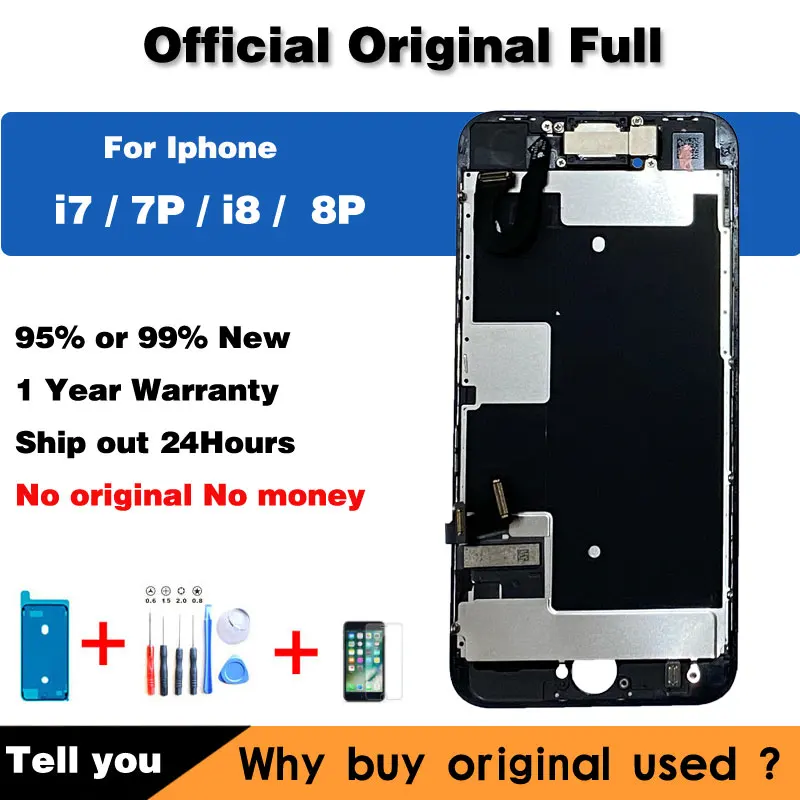 Pantalla Lcd de segunda mano para m&oacute;vil, repuesto de c&aacute;mara frontal y altavoz de oreja, montaje completo, Original, para iPhone 7, 8, 7plus, 8P, ecran-0