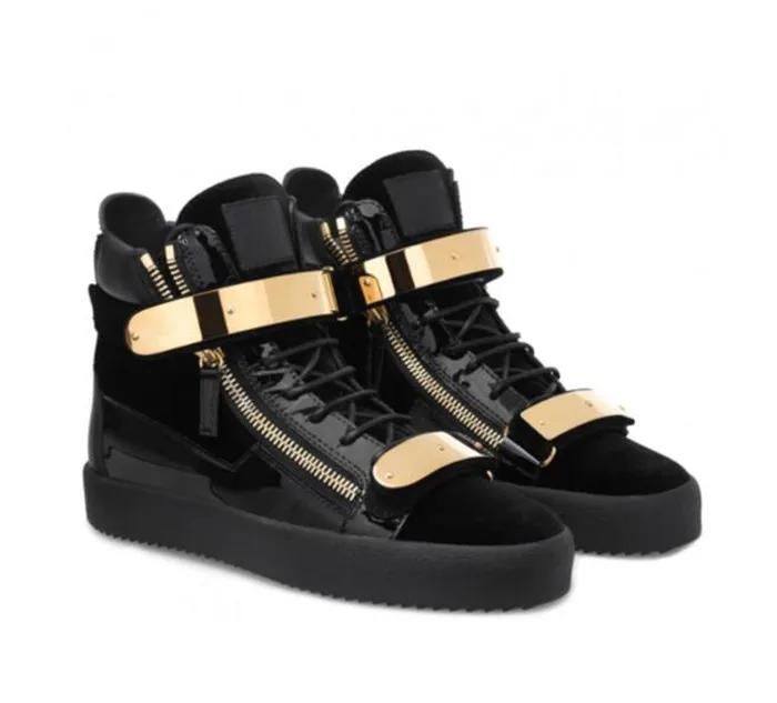 Мужские высокие кроссовки золотистые металлические со шнуровкой повседневная