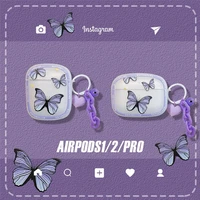sumkeymi cute butterfly for apple airpods pro or 1 or 2 case ornament accessories bluetooth earphone silicone cover key ring