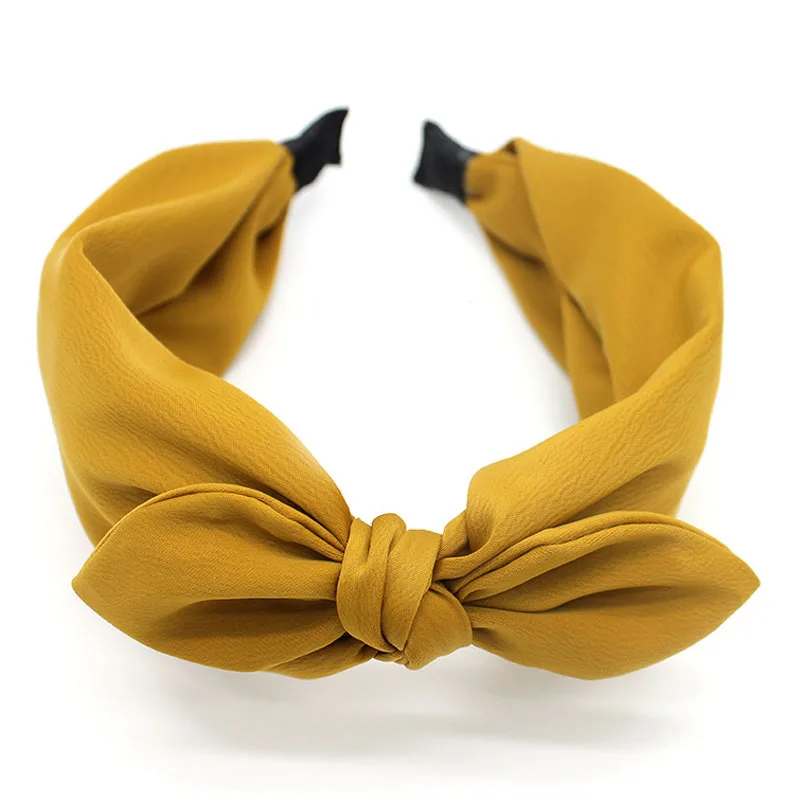 Женская атласная тиара с бантом MAXSITI U однотонная кроличьими ушками в стиле ретро