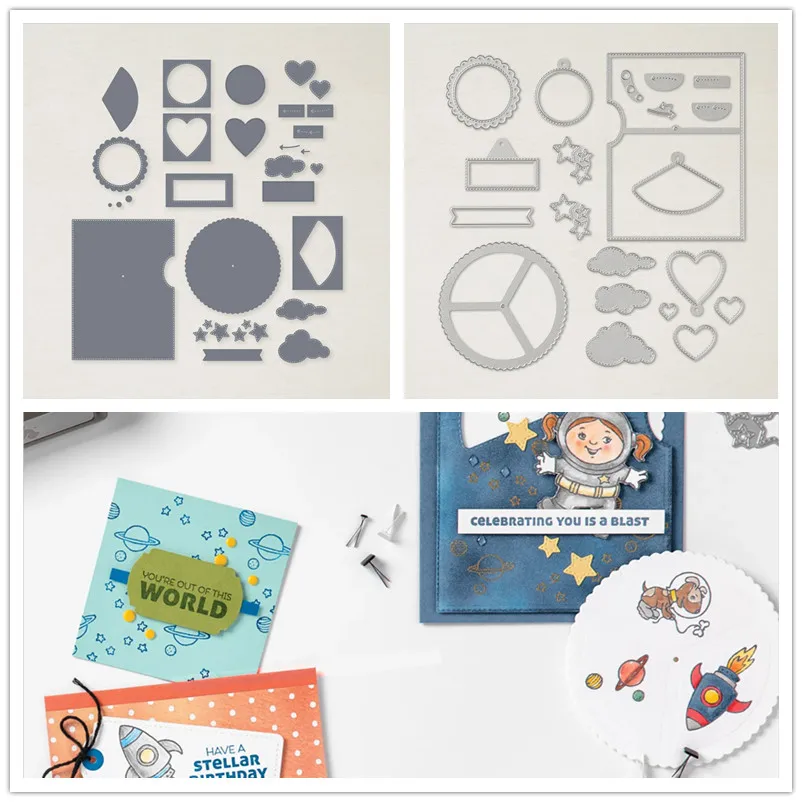 

Space Metal Cutting Dies and Stamps for Scrapbooking Decor Stencil Handmade Card Make Model Craft Mold Clear Stamps and Dies