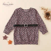 toddler baby girl dress 1 6t leopard 2020 autumn fashion a line long sleeve o neck pullover belt children outfift mini dresses