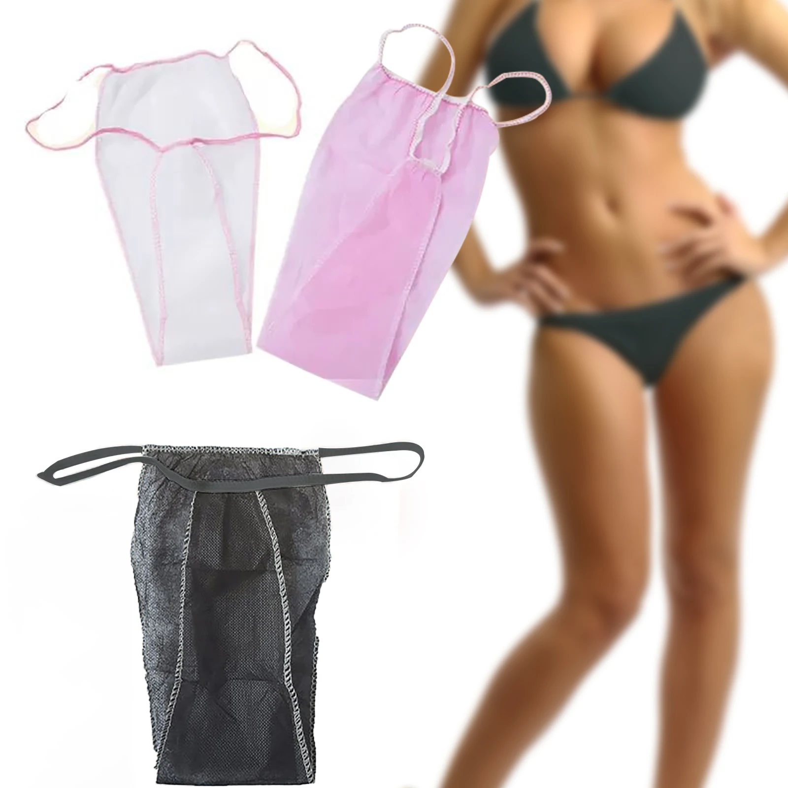 100pcs Women Spa Hygienic T Thong Underwear With Elastic Waistband Individually Wrapped Disposable Panties Non Woven Fabrics | Женская