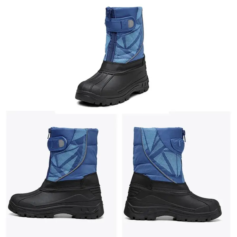 SKHEK New Children Snow Boots Girls Shoes Kids Winter PU Leather Boots Fashion Plush Water-Proof Boys Sneakers 945