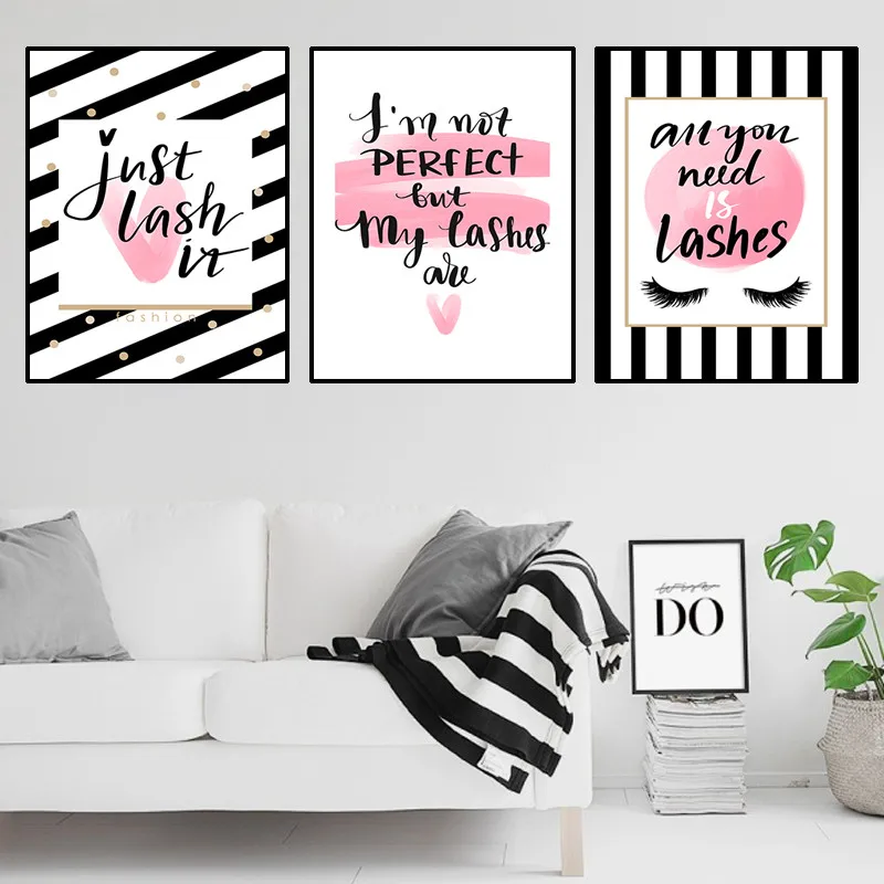 Модные ресницы настенное Искусство Холст Картина девушка розовый глаз Макияж