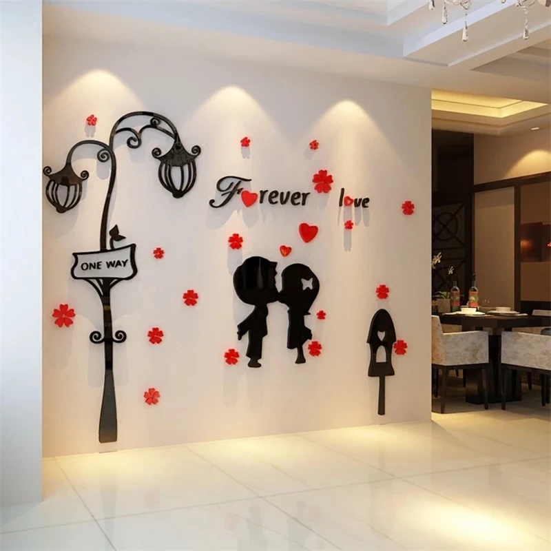 Романтические Уличные светильники для влюбленных акриловые наклейки на стену