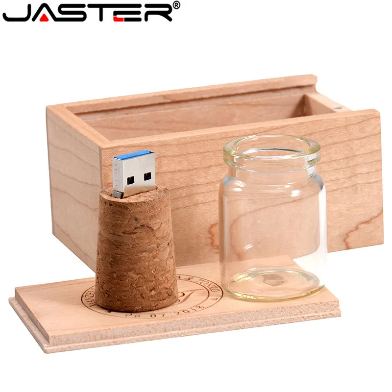 JASTER стеклянная бутылка с пробкой USB флэш-накопитель(прозрачный) ручка-накопитель 4 ГБ 8 ГБ 16 ГБ 32 ГБ 64 ГБ модная Подарочная бутылка подарок