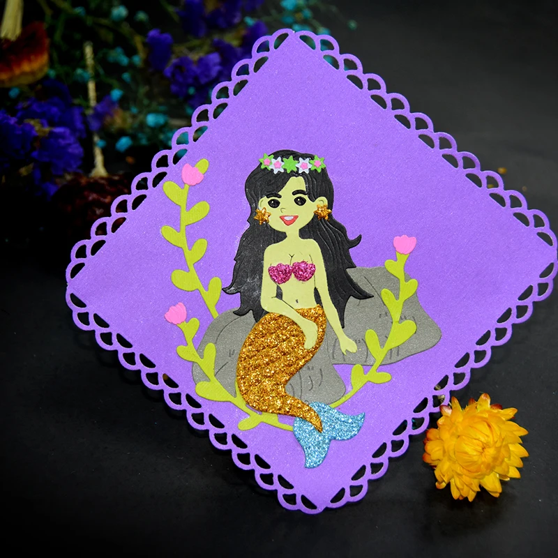 Русалка девушка и цветок металлические трафареты для пресс-формы скрапбукинга