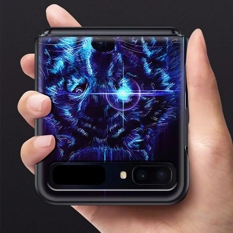 

Cool Wolf Tiger PC Case For Samsung Galaxy Z Flip 5G 6.7Inch Black Shell Hard Folding And Splitting Coque Phone Capa