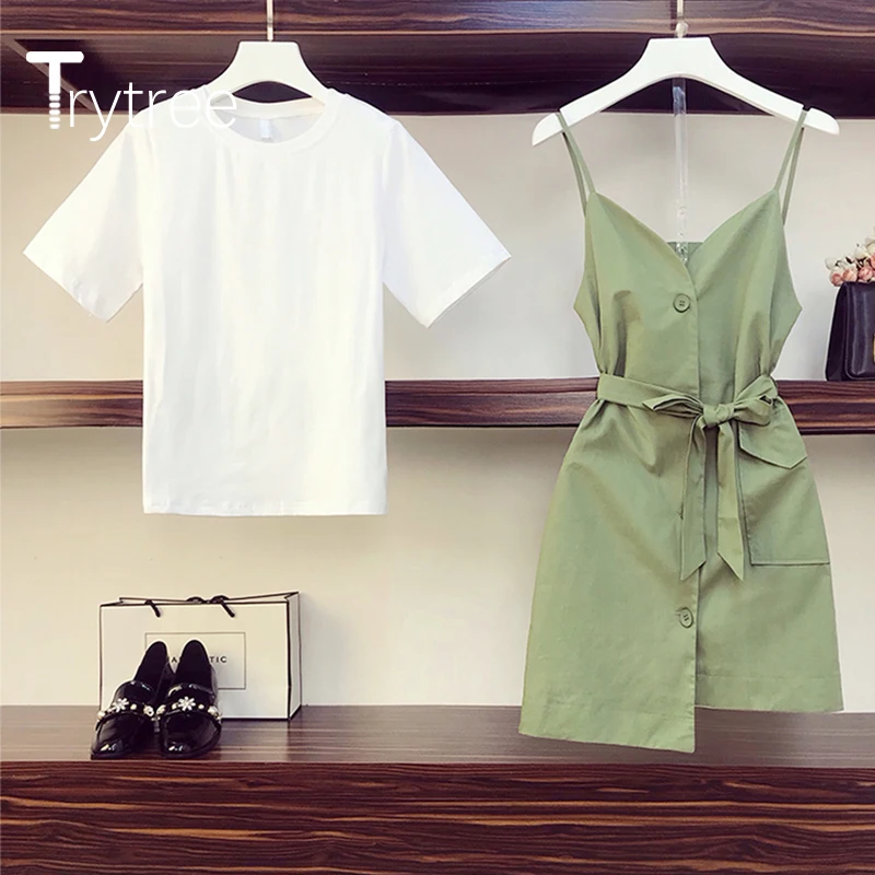 Женский комплект из двух предметов Trytree повседневный однотонный Свободный Топ с