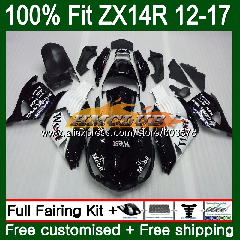 

Инъекция для KAWASAKI ZX-14R 2012 2013 2014 2015 2016 2017 115CL.53 ZX 14R ZZR1400 ZX14R 12 13 14 15 16 17 белый Западный обтекатель