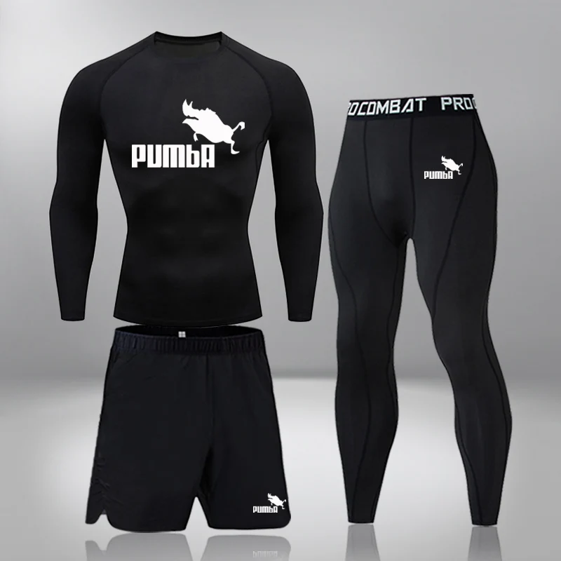 

3PC Sets Men's Sportswear Sport Suit Clothing Men Casual Sets Thermal Underwear Spring Autumn Jogger Tracksuit Pants
